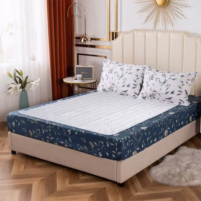 Livingandhome White Electric Heated Flannel Mattress Pad with Auto Shut-Off