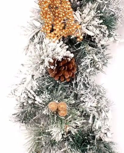 Best Artificial Frosted Gold Christmas Garland, 270 cm – 4