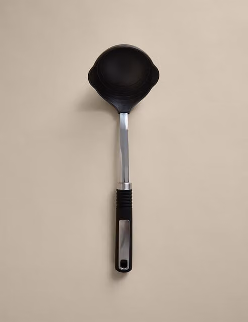 M&S Black Nylon and Metal Soft Grip Ladle with Hanging Loop