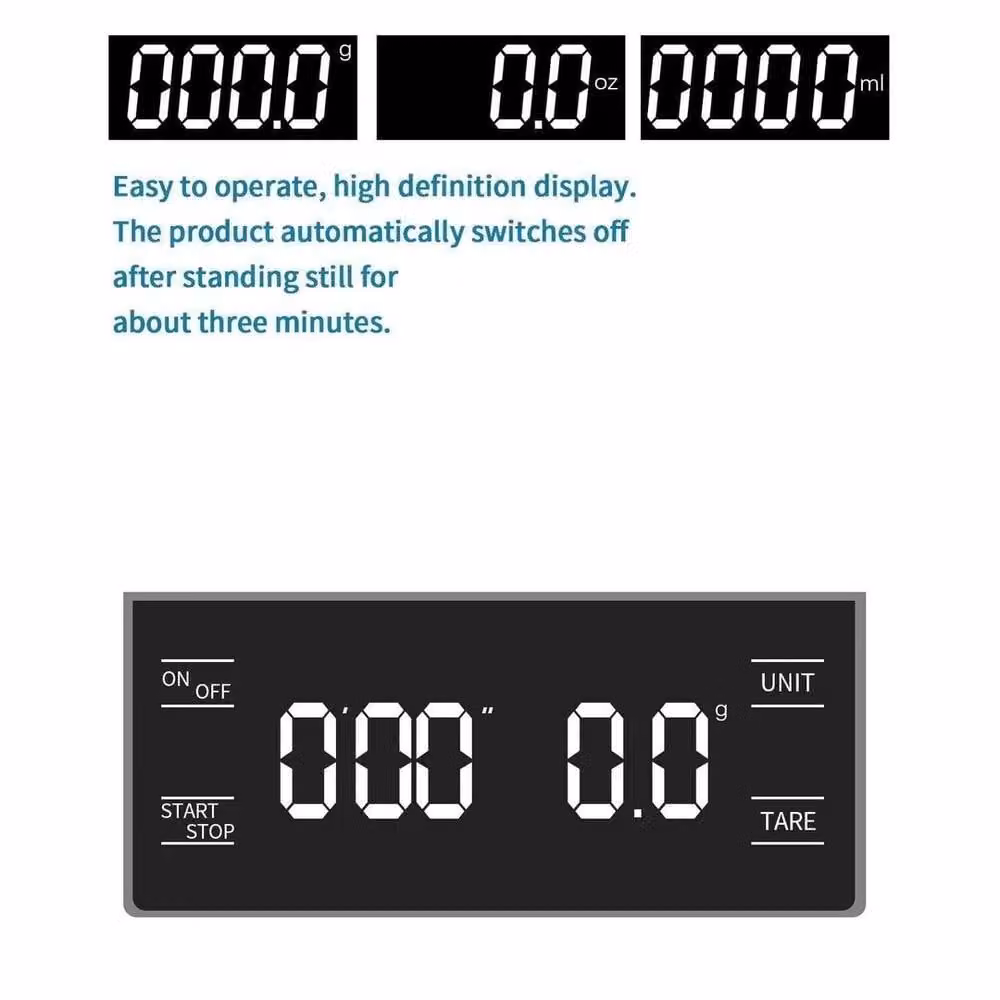FLAVORA Digital Espresso Coffee Scale with Timer and LED Display in Black – 4