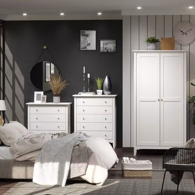 Core Products Como 5 Drawer Chest of Drawers in White – 4