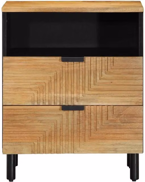 Berkfield Home Beautiful Bedside Cabinet in Brown Solid Mango Wood, W/D/H: 50 x 33 x 62 cm