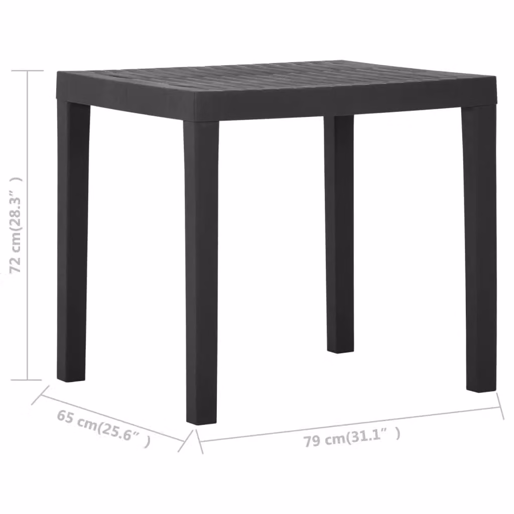 Berkfield Home Grey Plastic Garden Table W/D/H: 79 x 65 x 72 cm – 4