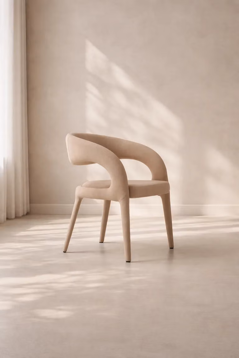 Tommy Franks Matzo Dining Chair in Beige Synthetic Leather with Armrests