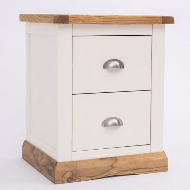 Cabinet Bits Tropea 2 Drawer Bedside Cabinet in White Ash Wood