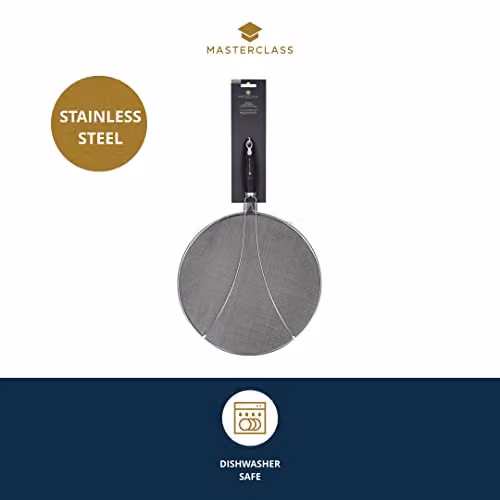 MasterClass Stainless Steel Mesh Splatter Guard in Silver, Diameter: 33 cm – 2