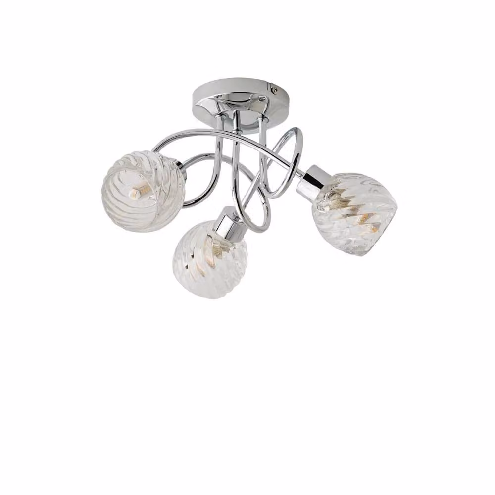 Nordara MiniSun Modern Round LED Ceiling Light in Chrome and Silver with Transparent Glass – 2