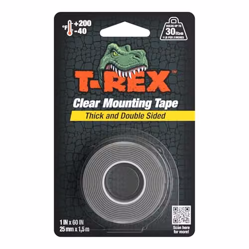 T-REX Clear Heavy Duty Double Sided Mounting Tape, W: 25 mm, L: 1.5 m