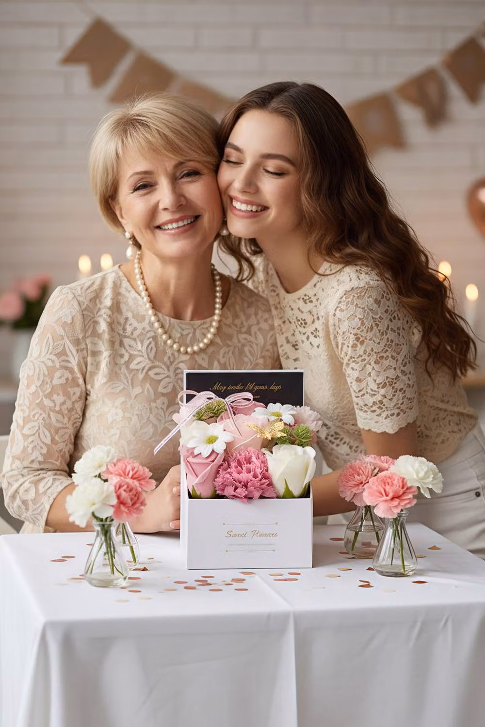 Living and Home Rose Scented Soap Flower Gift Box in Pink for Tabletop Decor – 2