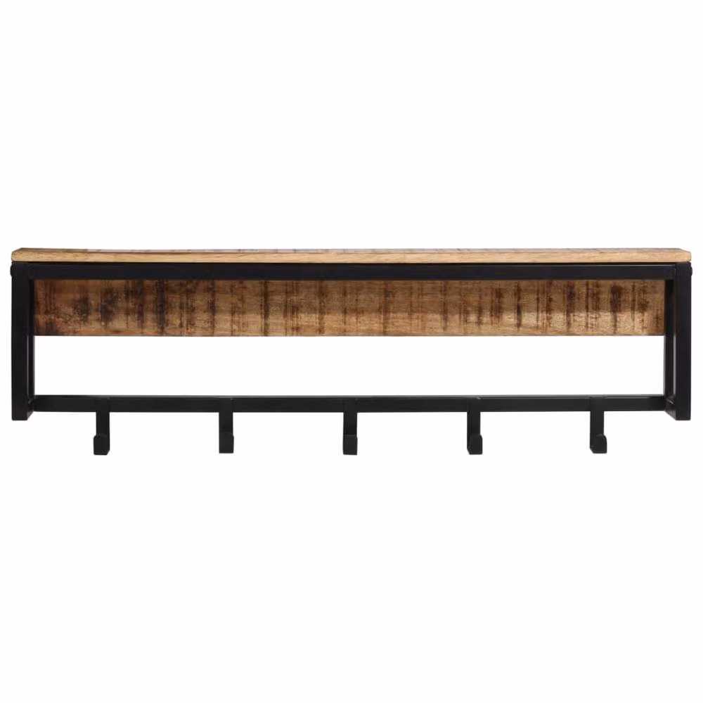 Berkfield Home Mango Wood Coat Rack in Brown, W/D/H: 87 x 10 x 27 cm – 2