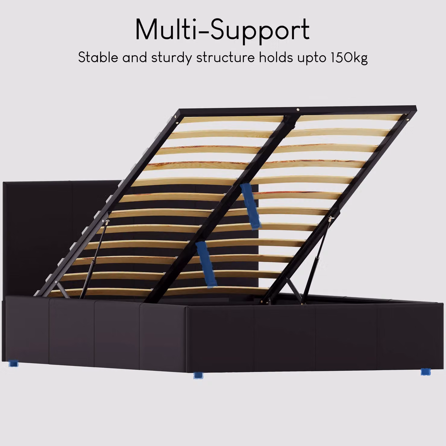 Vida Designs Lisbon Small Double Ottoman Bed Frame in Black Synthetic Leather – 5