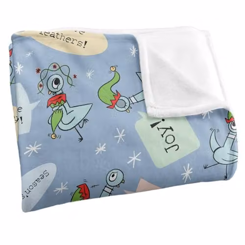 LOGOVISION Dont Let The Pigeon Drive The Sleigh Christmas Blue Silky Touch Super Soft Fleece Throw Blanket W/D/H: 91 x 147 cm – 2