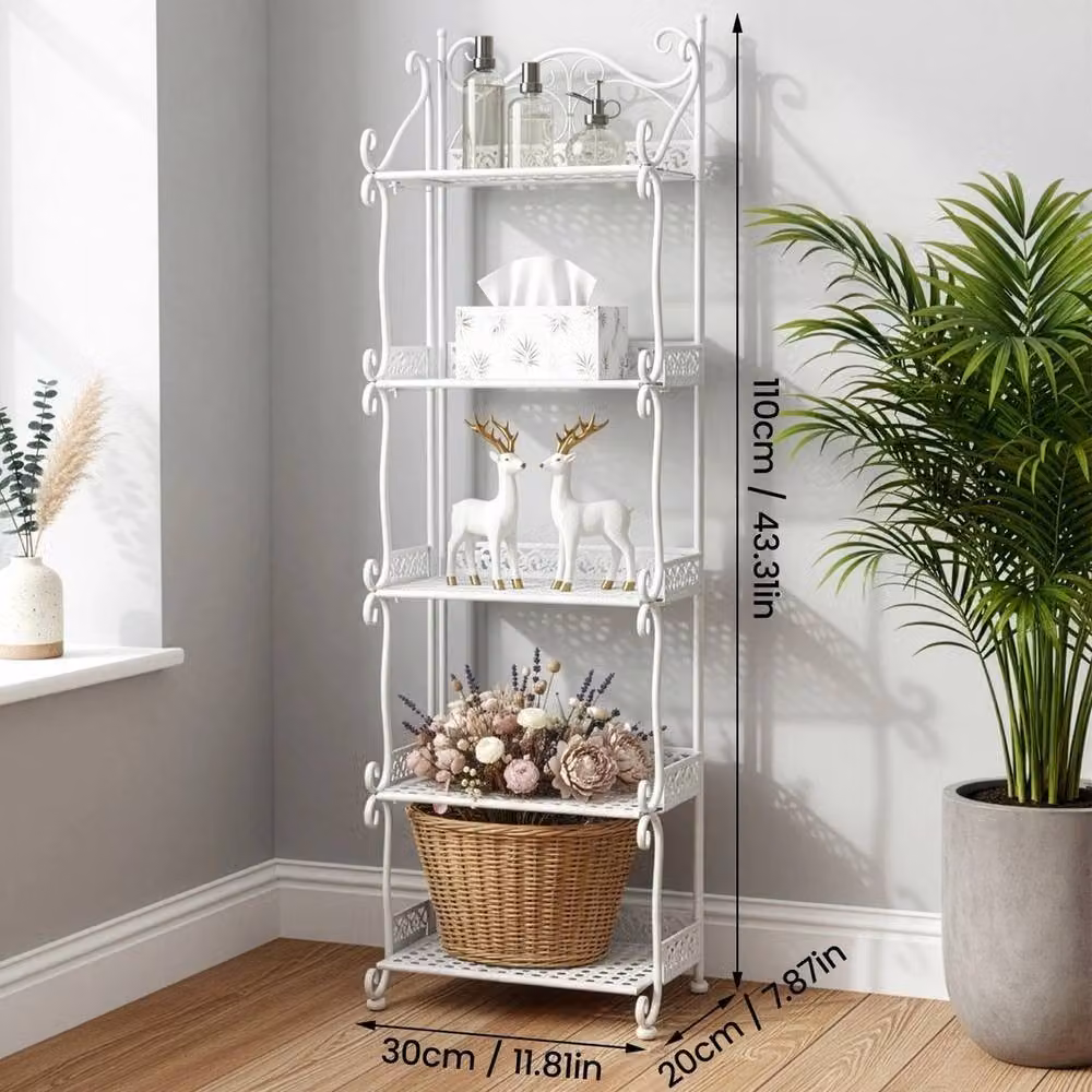 Havendro 5 Tier Folding Metal Plant Shelf in White – 2