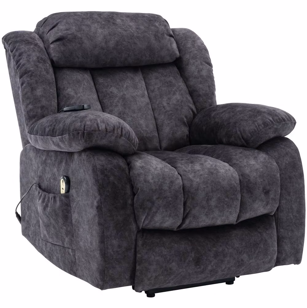 STILVORA Grey Velvet Lift Recliner Chair with Massage, Heating and Powered Lift Assist – 4