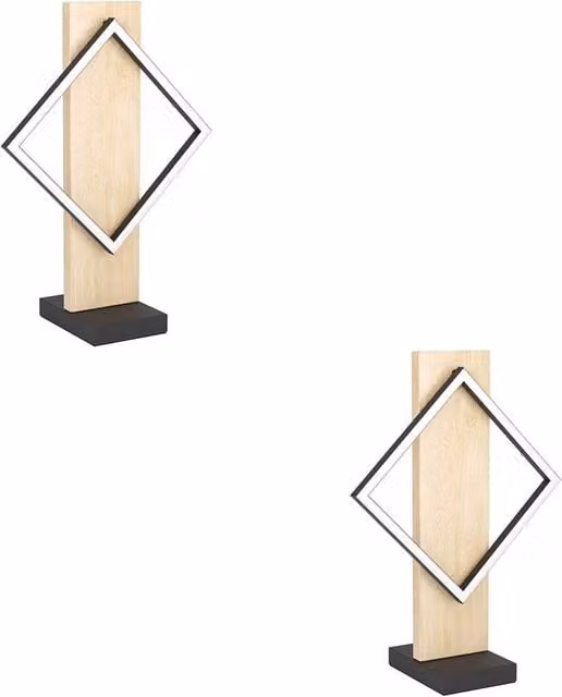 Loops 2 Pack Modern LED Table Lamps in Black and Brown with Wood Accents – 1