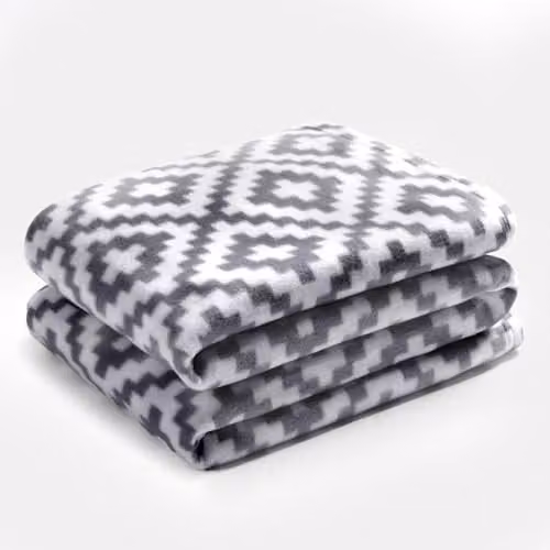 OHS Grey Geometric Print Fleece Throw Blanket, W/D/H: 120 x 150 cm – 5