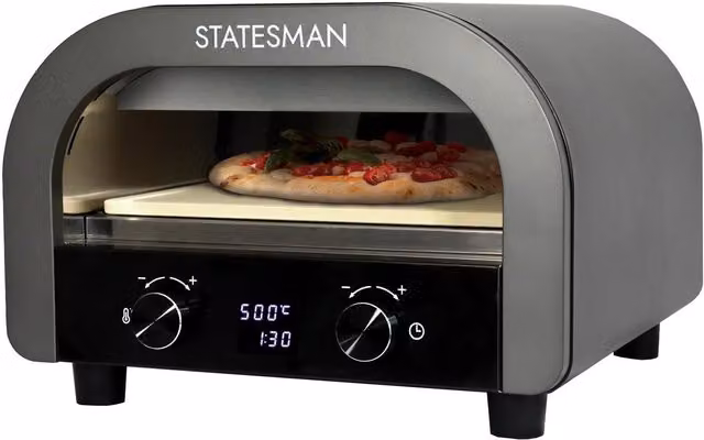 Statesman 12 Inch Electric Pizza Oven in Grey with Digital Display and Timer – 1