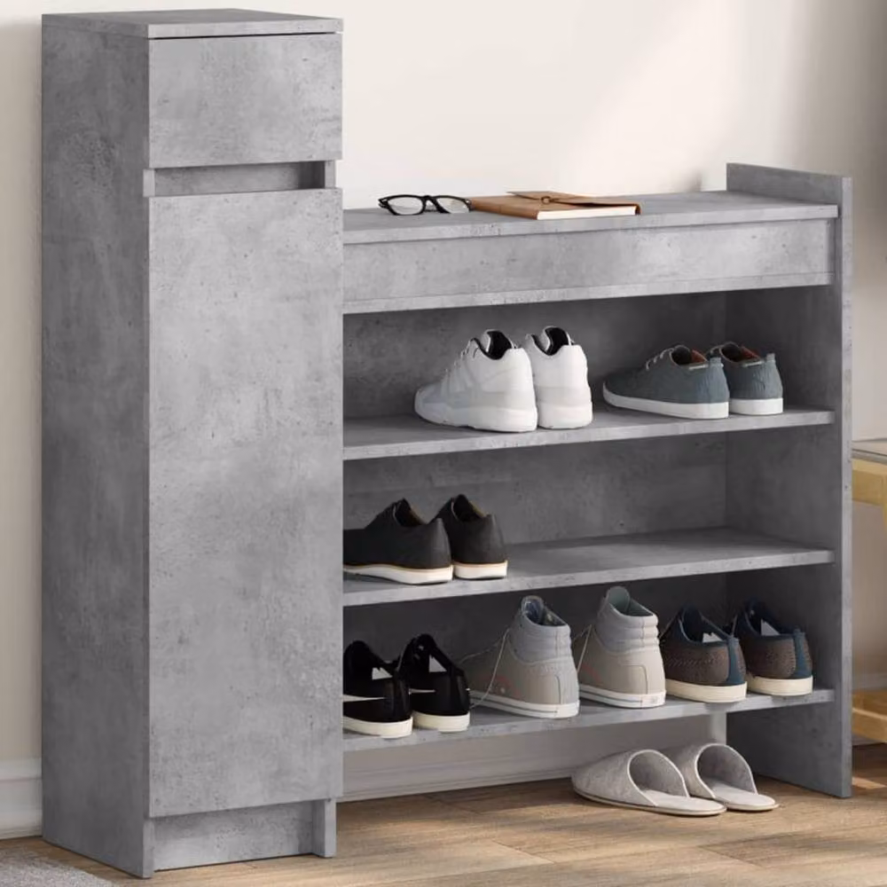 Berkfield Home Shoe Cabinet in Concrete Grey, W/D/H: 100.5 x 28 x 100 cm – 2