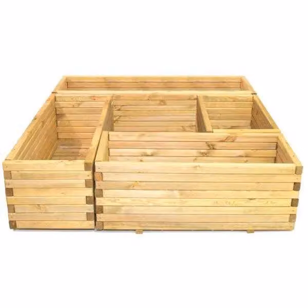 Primrose Wooden Pine Raised Flower Bed Outdoor Trough Planter, Brown, Length: 200 cm – 2