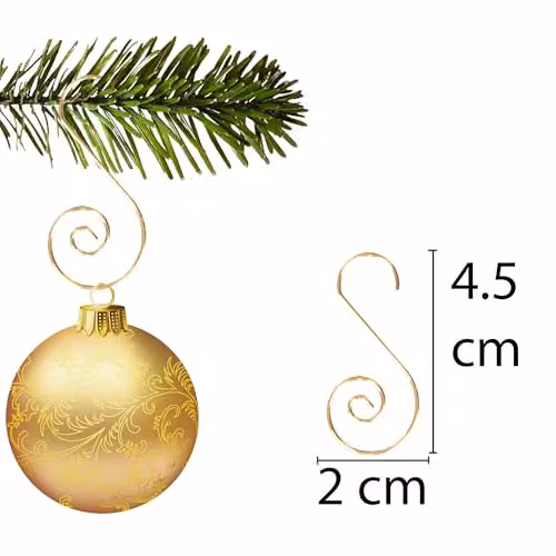 Shatchi 40-Piece Gold Metal Swirl Christmas Tree Decoration Hooks – 2