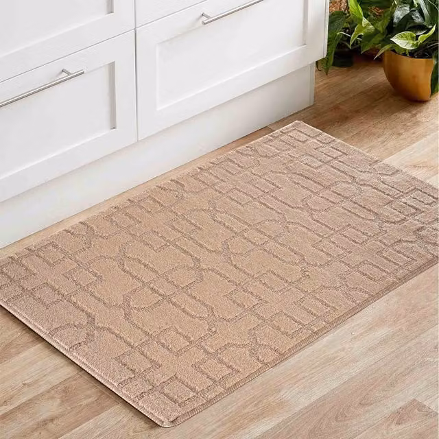 RugsbyDesire Ivy Cubed Trellis Design Anti Slip Washable Doormat, Beige, W: 120 cm, D: 160 cm