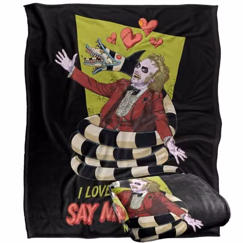 LOGOVISION Beetlejuice Valentine Sandworm Super Soft Fleece Throw Blanket, Multicolour, W: 152 cm, D: 127 cm – 1