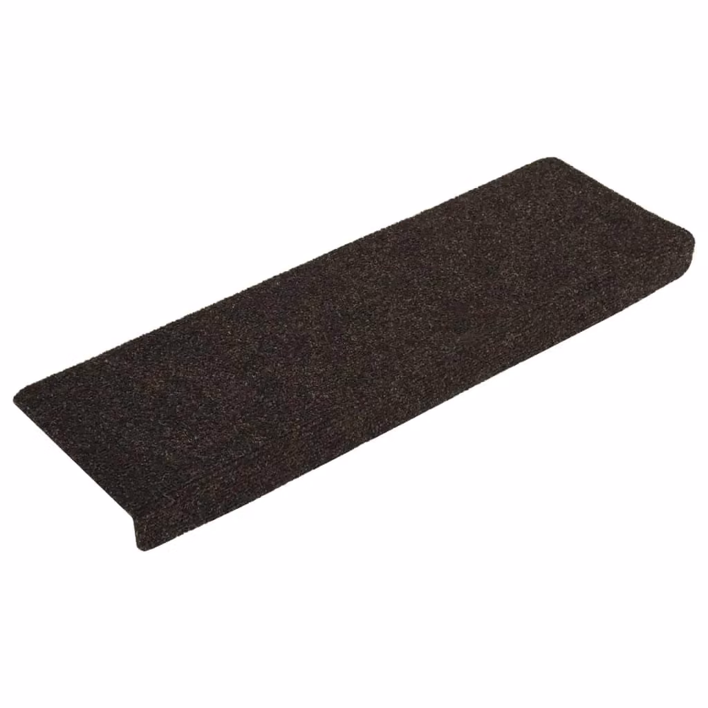Berkfield Home Needle Punch Stair Mats, 15 Pack, Dark Brown, W/D/H: 65 x 21 x 4 cm – 2