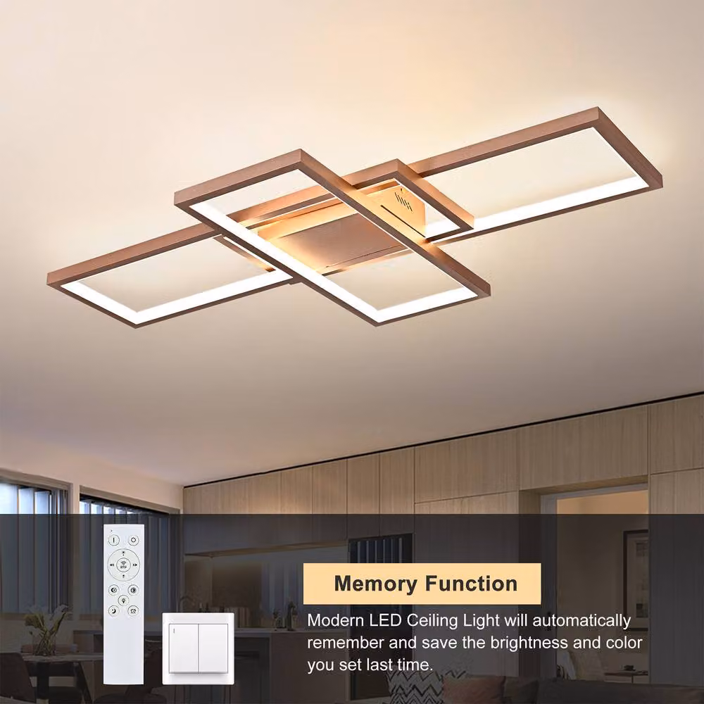 NIVOR 75W LED Ceiling Light, Modern White and Gold Rectangular Flush Mount Lamp with 6000K Cool White Light – 3