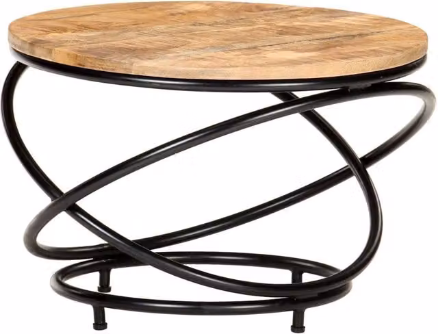 Berkfield Home Black Solid Rough Mango Wood Coffee Table W/D/H: 60 x 60 x 40 cm – 1
