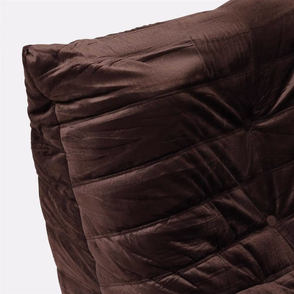 OHS Matte Velvet Bean Bag Chair Lazy Sofa Floor Reading Couch in Dark Brown – 3