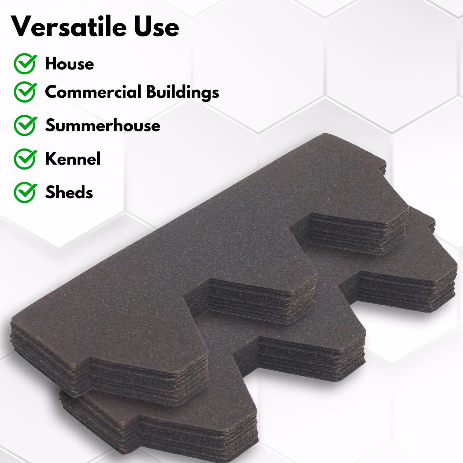 Novecrafto Heavy Duty Hexagonal Asphalt Roof Shingles, Black, 25 Pieces, W: 80 cm, H: 31.5 cm – 5