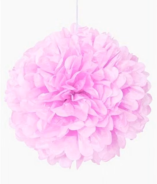 Unique Party Paper Puff Balls in Baby Pink, Diameter: 40.64 cm