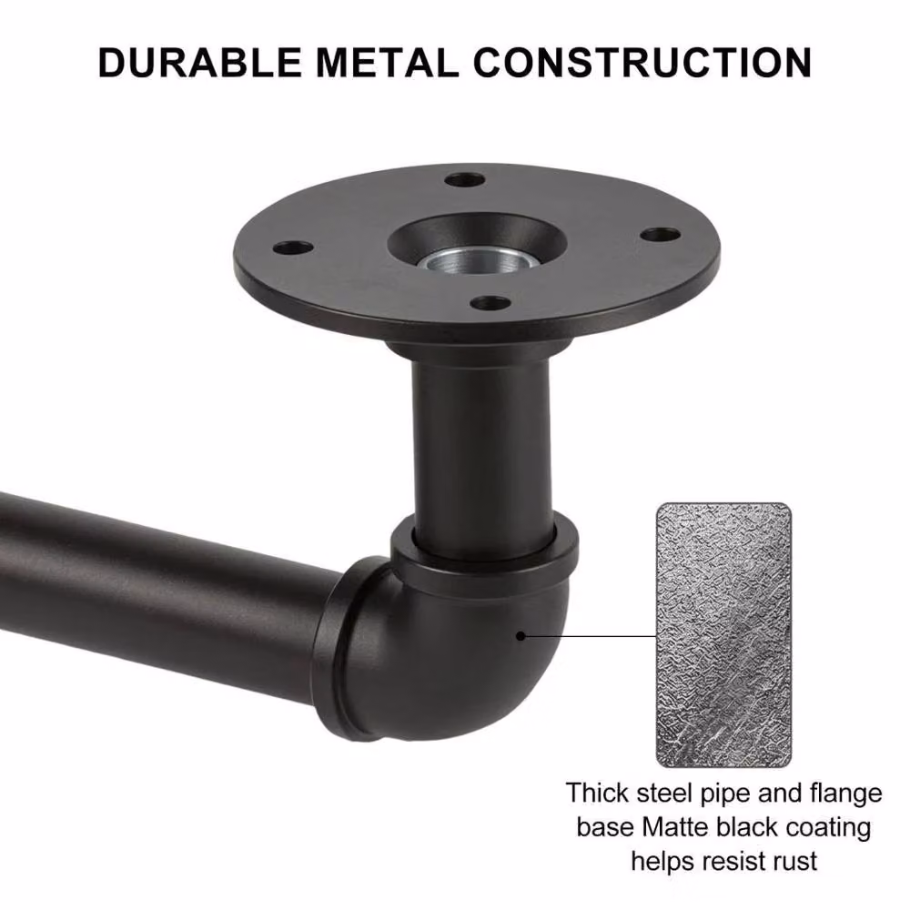 EONLION Industrial Black Metal Pipe Shelf Brackets for Wall Mounted Floating Shelves – 3