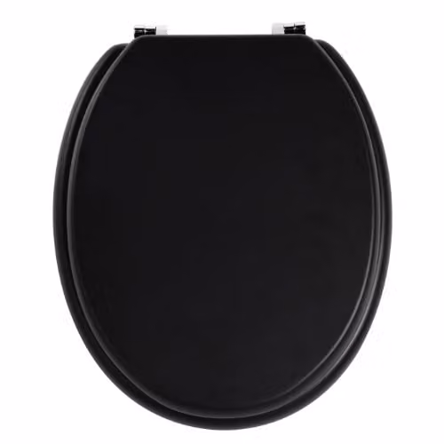 Orsina Oval Soft Close Toilet Seat with Scratch-Resistant Veneer Lid in Grey and Black, W/D/H: 45 x 36 x 7 cm – 1