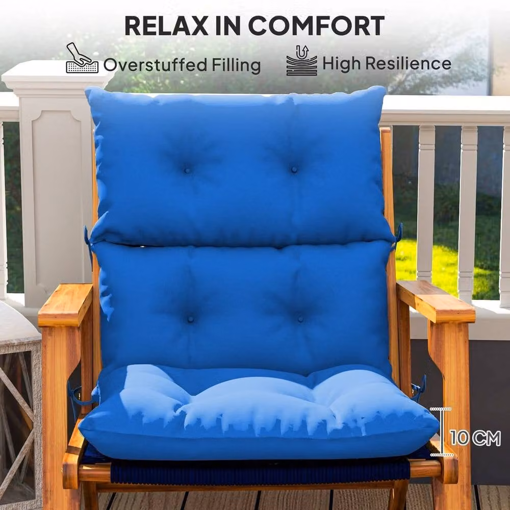 EONLION Blue Rocking Chair Cushion with Ties, W: 100 cm – 4