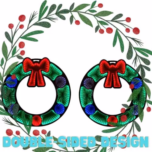 Christmas Shop Infinity Mirror Wreath LED 3D Illusion Lamp in Green and Multicolour, 60 cm – 2