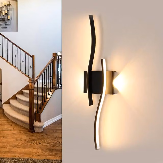 COMELY Modern Black LED Indoor Wall Lights with Warm White Up and Down Lighting – 1