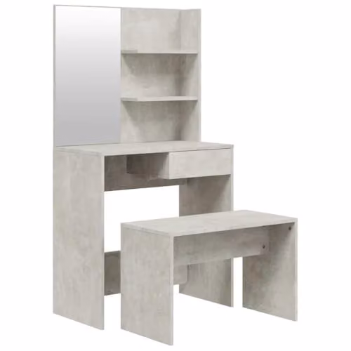 vidaXL Modern Dressing Table Set in Grey, W: 74.5 cm, D: 40 cm, H: 141 cm