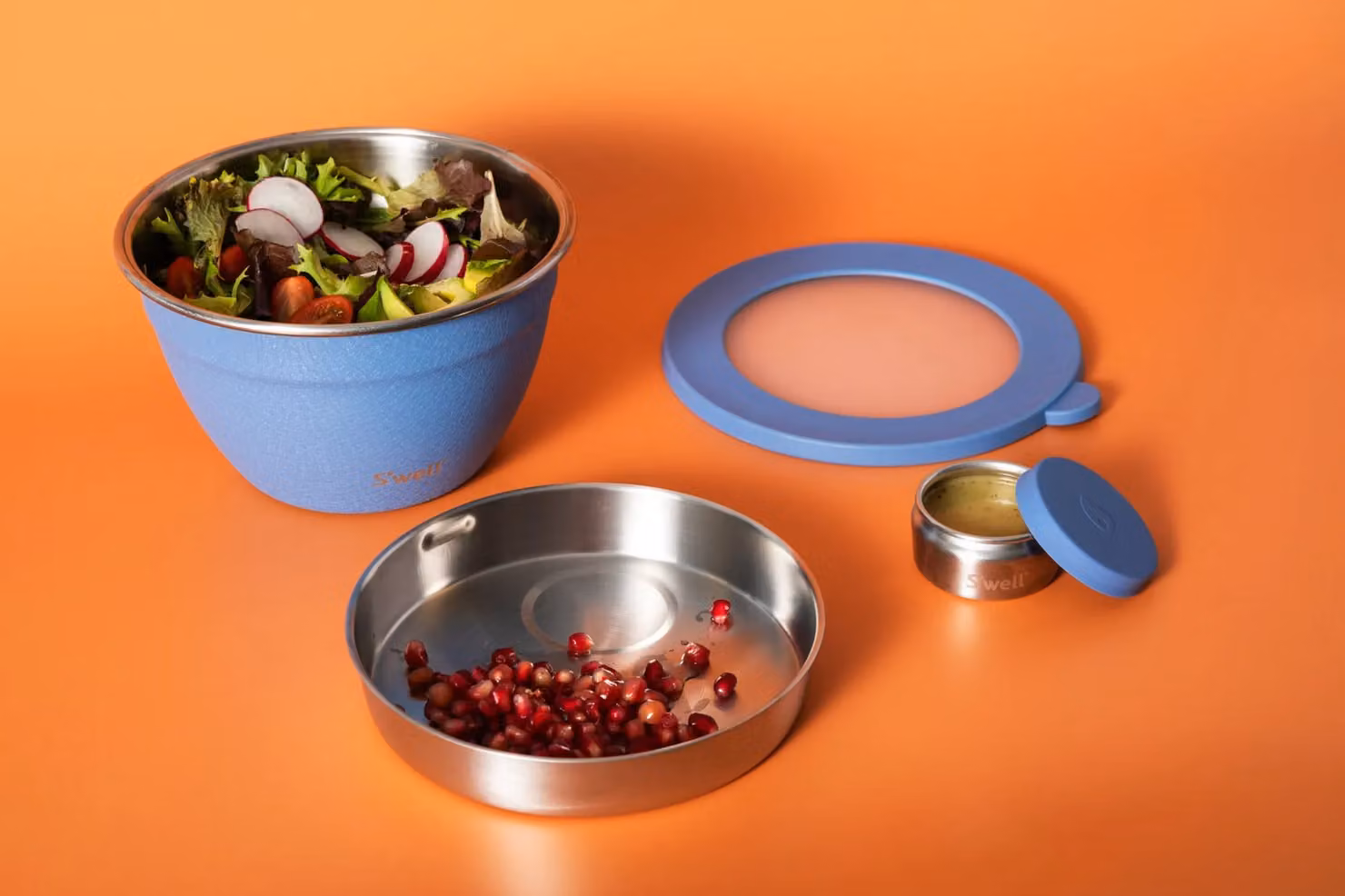 S'well Stainless Steel Salad Bowl Kit in Blue and Grey, 1.9 l – 4