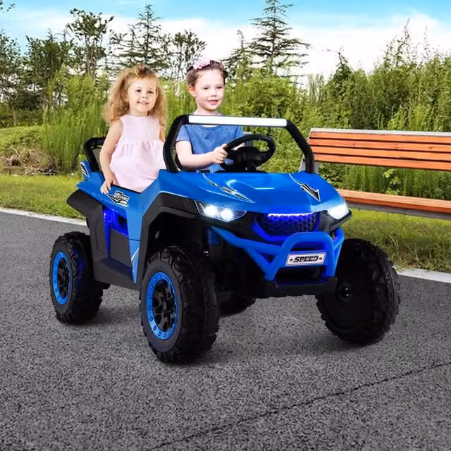 Costway 2-Seater Kids Electric Ride on UTV with Remote Control and Light and Sound Effects, Blue
