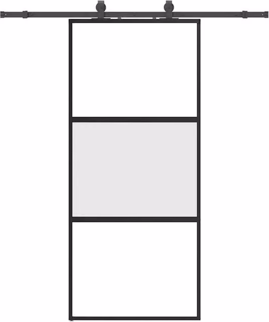 Berkfield Home Modern Black Sliding Glass Door with Hardware Set, W: 90 cm, H: 205 cm