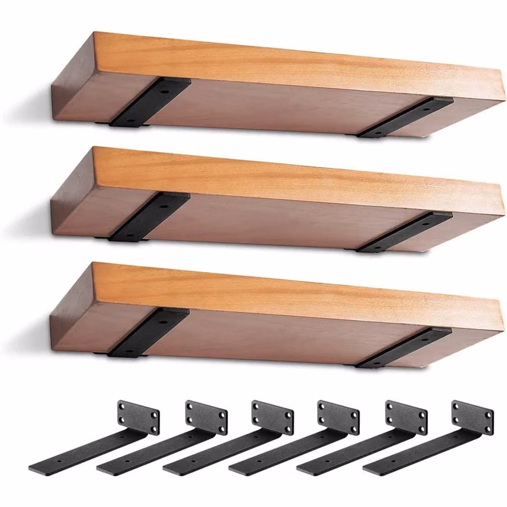 Nordara 6-Piece Heavy Duty Metal Floating Shelf Brackets in Black, 15 cm – 5