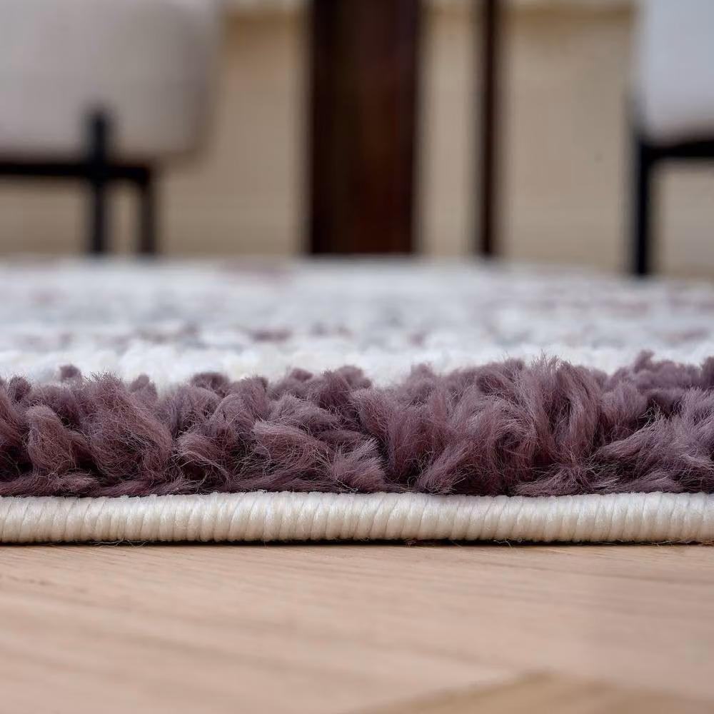 THE RUGS Moodi Wavy Design Shaggy Soft High Pile Living Room Rug in Purple, W/D: 80 x 150 cm – 4