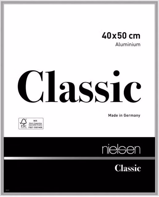 Nielsen Design Classic Modern Rectangular Aluminium Picture Frame in Silver with Glass Front, W/H: 40 x 50 cm