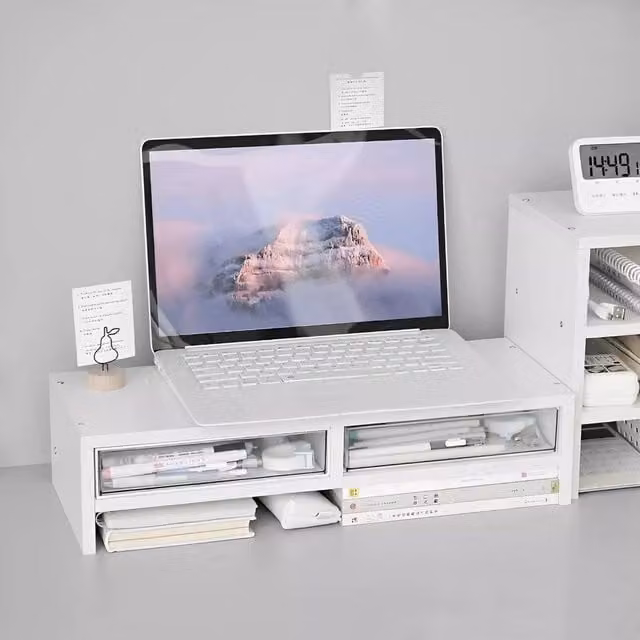 SPETLEK White Wood Computer Desktop Monitor Stand with Matt Finish