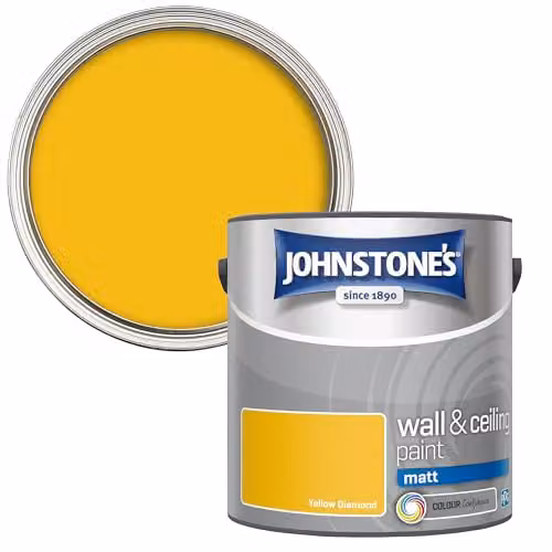Johnstone's Matt Water Based Dispersion Paint in Yellow, 2.5l – 2