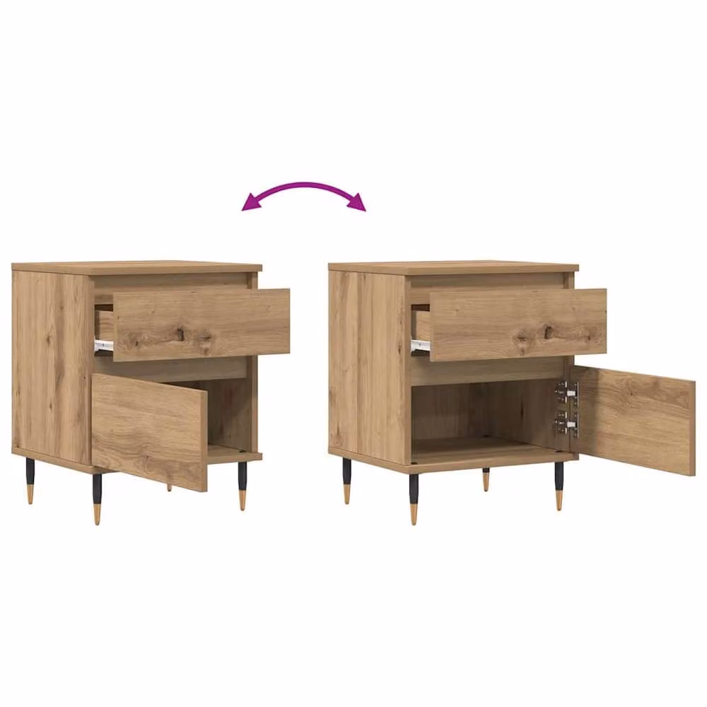 Berkfield Home Modern Artisan Oak Bedside Cabinet in Brown, W/D/H: 40 x 35 x 50 cm – 3