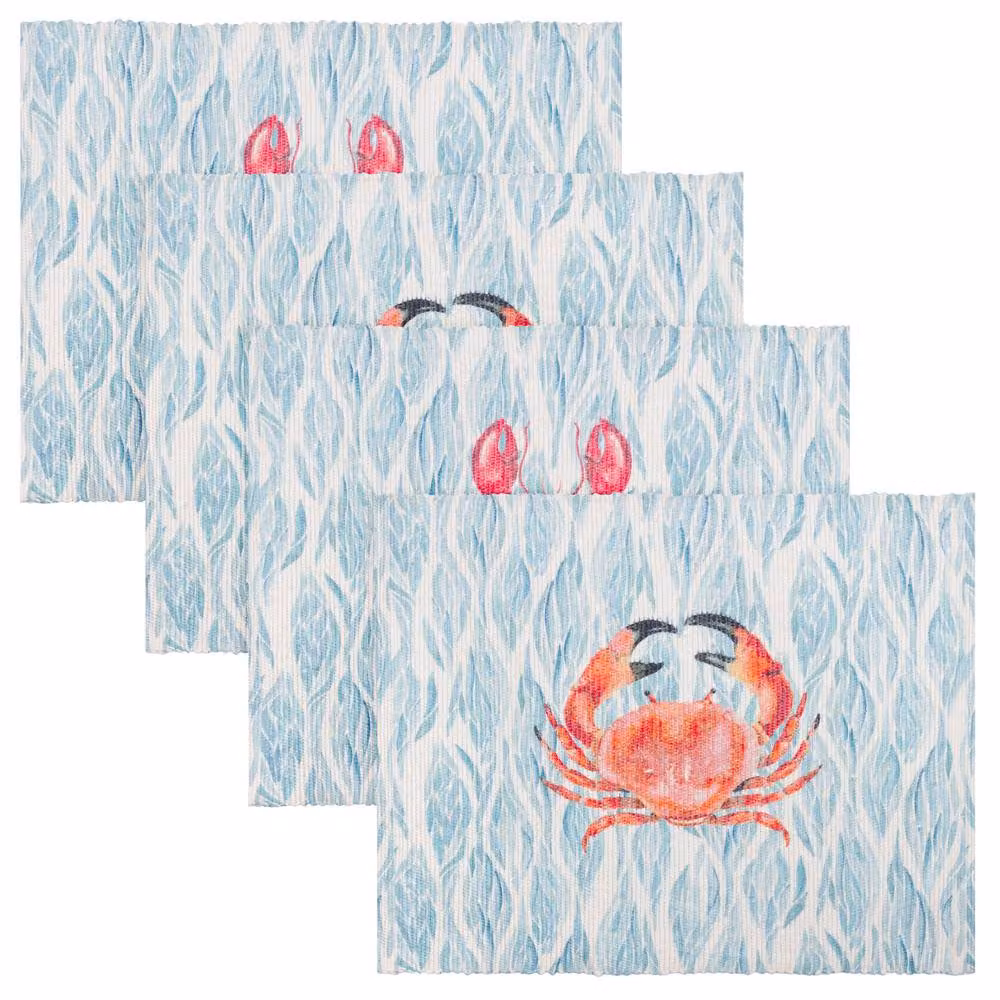 Wylder Abersoch Set of 4 Maritime Blue Indoor/Outdoor Washable Placemats, W: 46 cm, D: 36 cm – 4