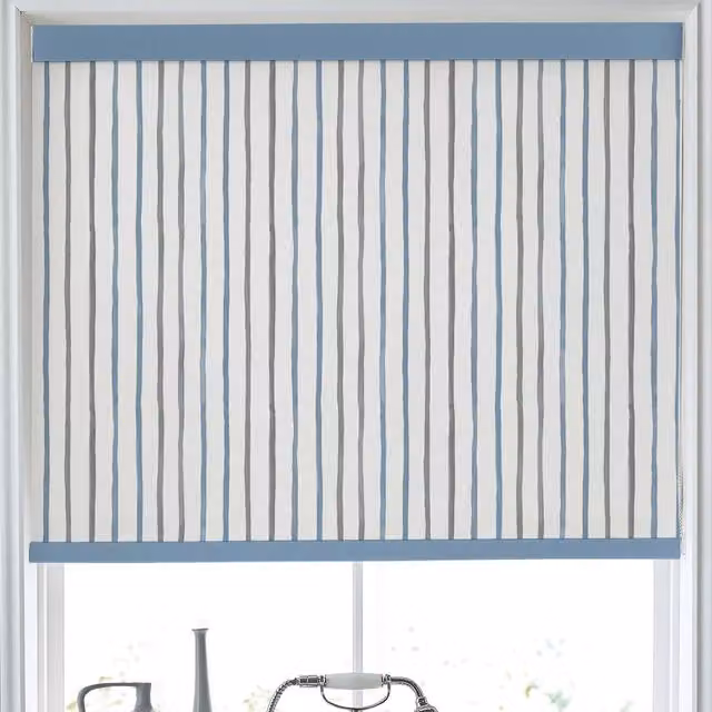 Laura Ashley Painterly Stripe Blue Blackout Made to Measure Roller Blind