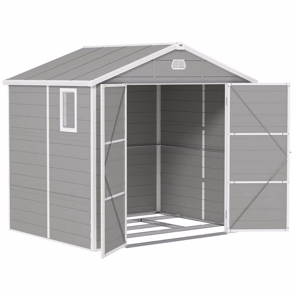 STILVORA Galvanised Steel Garden Storage Shed in Grey, W: 228 cm, D: 190 cm, H: 190 cm – 4